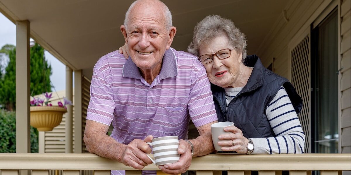 Senior couple on front porch