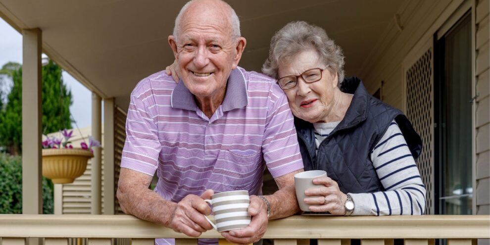 Senior couple on front porch