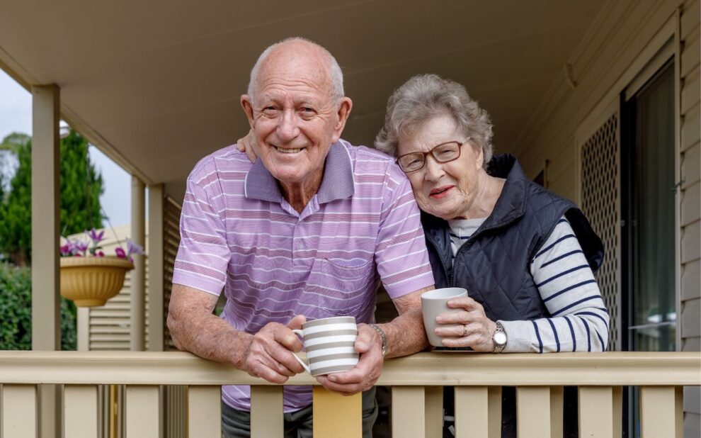 Senior couple on front porch