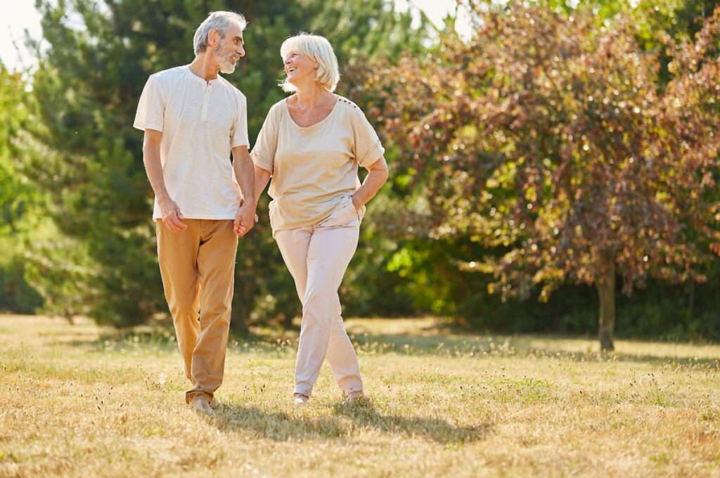 Senior couple on a walk
