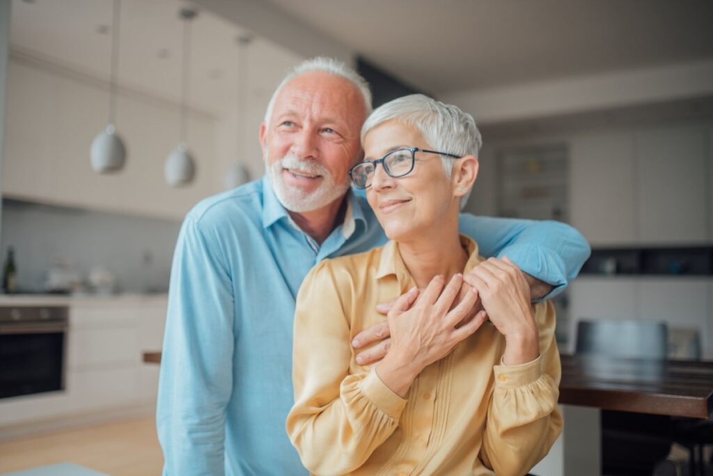 Mature couple embracing